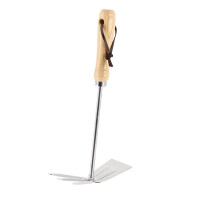Dubbele handhak (rvs) met houten handvat 3