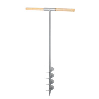Grondboor (staal) met houten handvat gallery